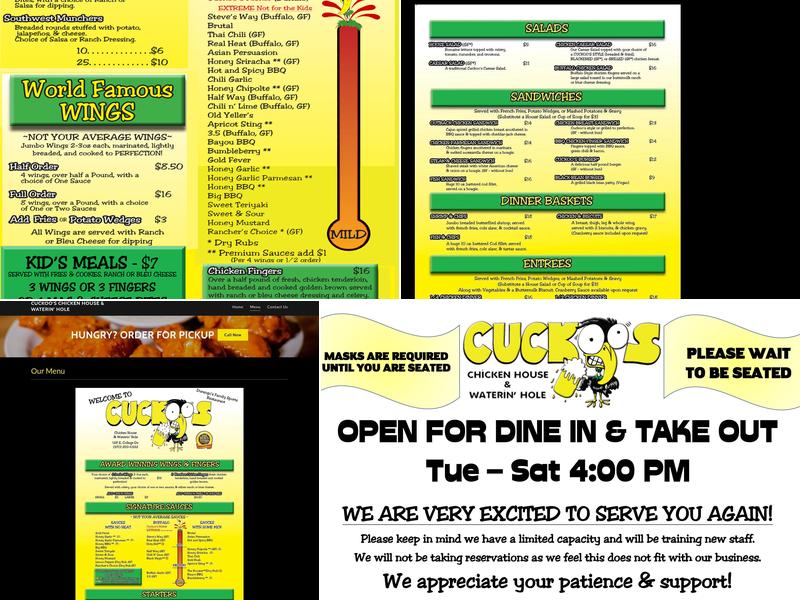 Cuckoos Chicken House Menu