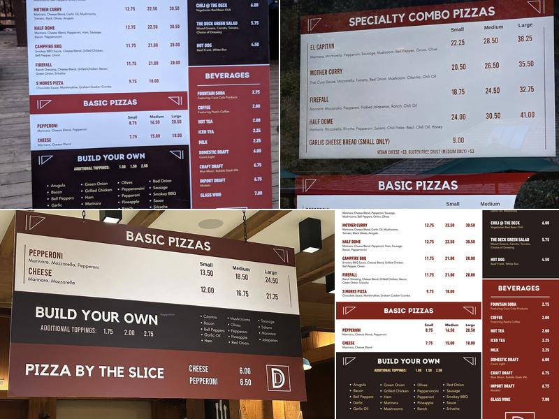 Curry Village Pizza Deck Menu