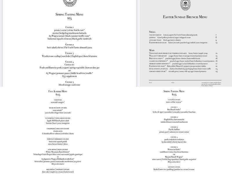 Mono Inn Menu