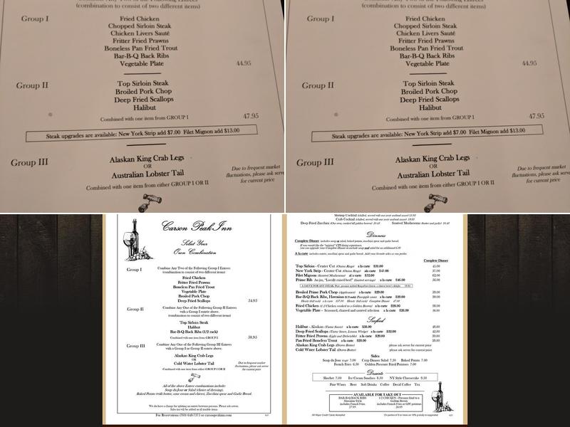 Carson Peak Inn Menu