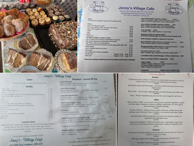 Janey's Village Cafe Menu