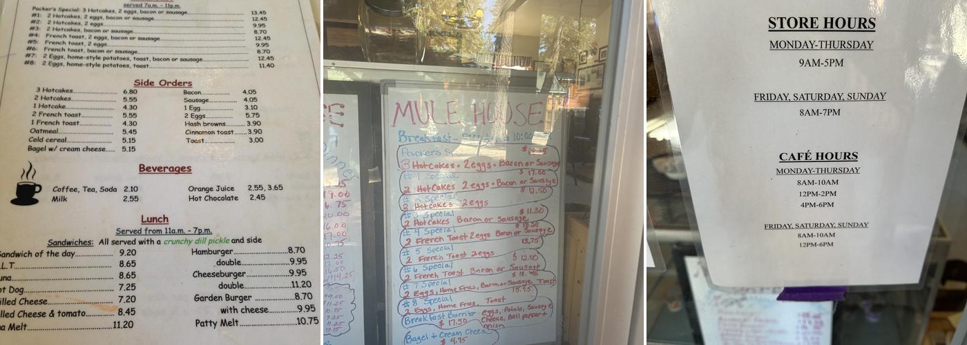 Mule House CafÃ© Menu