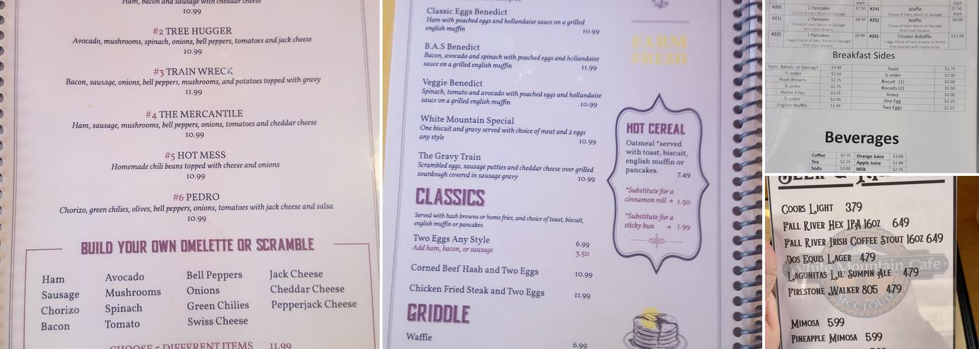 White Mountain Café Menu