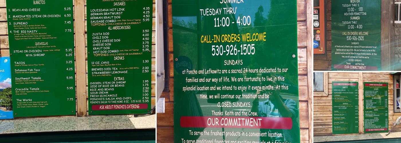 Poncho & Lefkowitz Menu