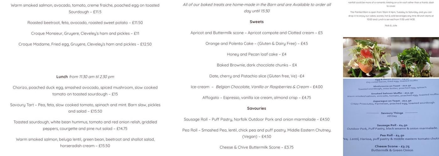 The Painted Barn Ltd Menu