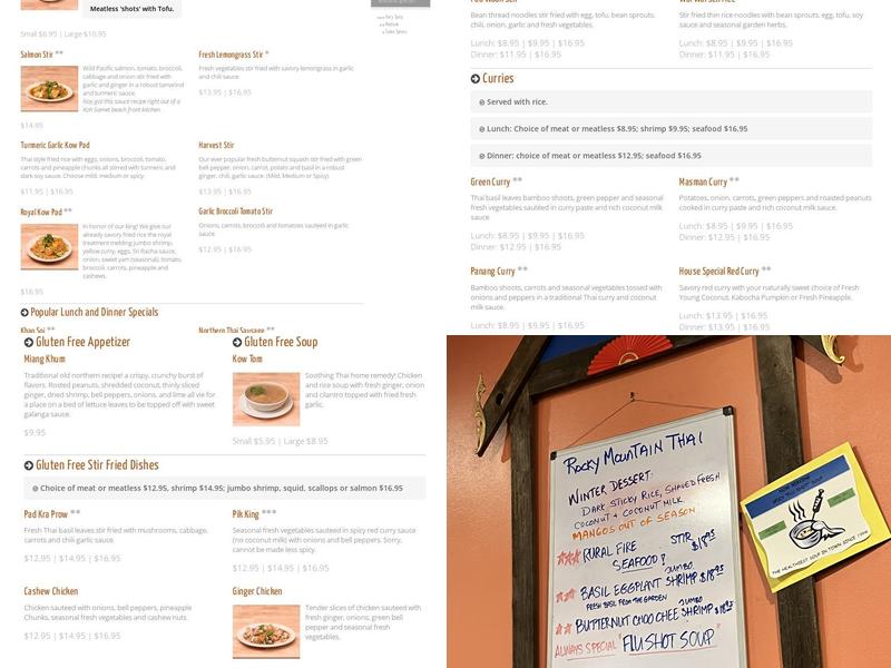 Taste of Thailand Restaurant Menu