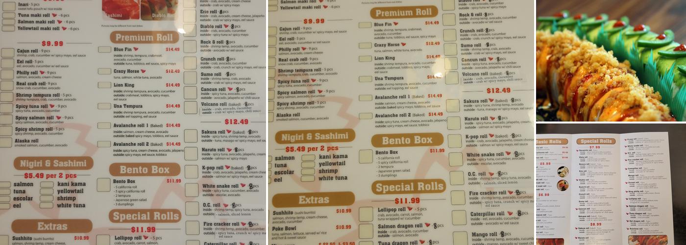 Sakura Sushi Express Menu