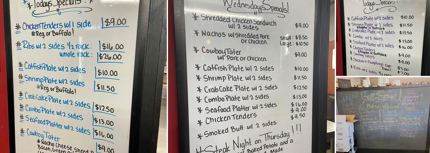 Pit-Stop Barbeque Menu