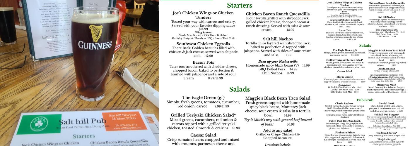 Salt Hill Pub - Newport Menu