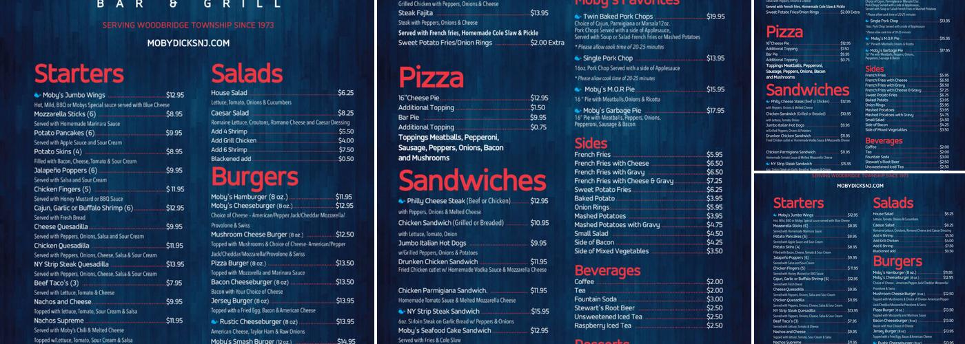 Moby Dick's Restaurant Lounge Menu