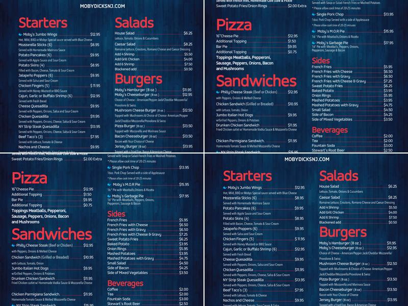 Moby Dick's Restaurant Lounge Menu