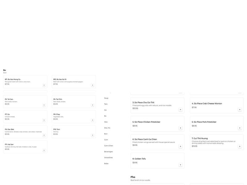 Lily Saigon Phở Grill Menu