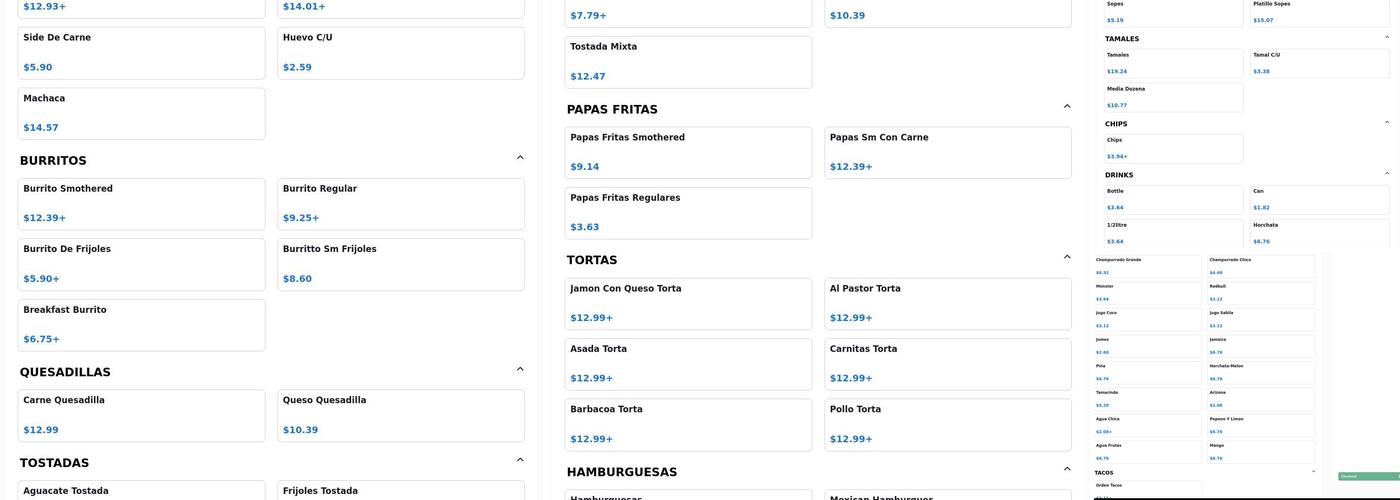 Rancho Alegria Restaurant Menu