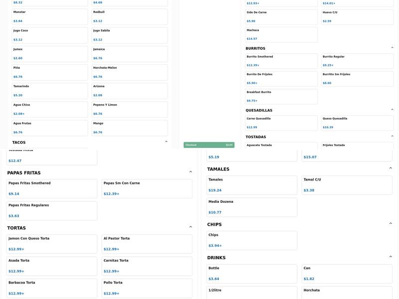 Rancho Alegria Restaurant Menu