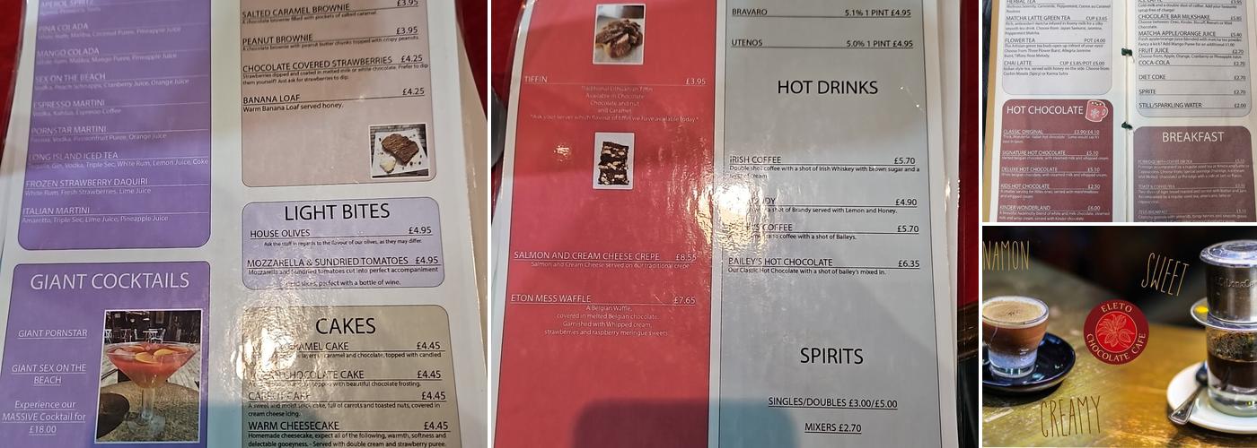 Eleto Chocolate Cafe Menu