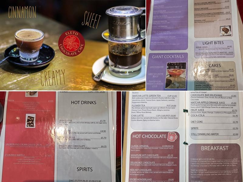Eleto Chocolate Cafe Menu