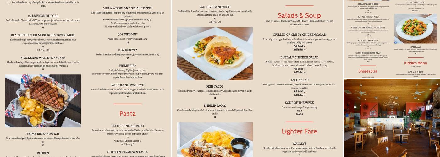 Proz Lakeside Menu