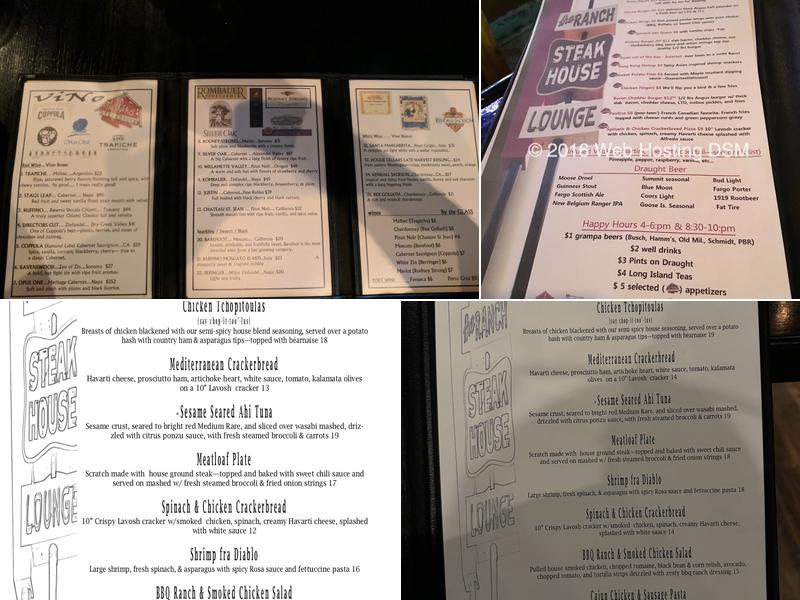 Ranch Steakhouse Menu