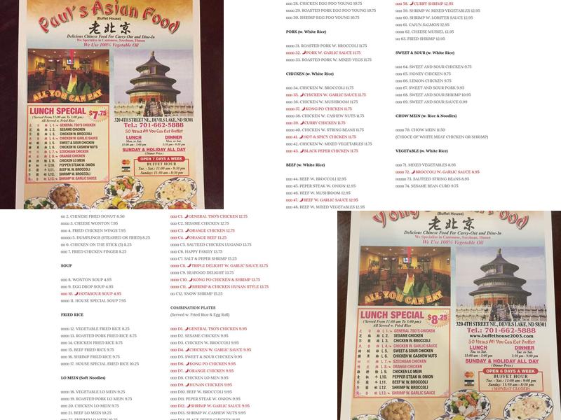 Buffet House Menu