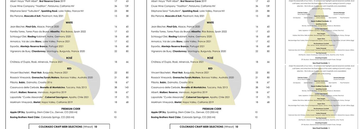 Summit Menu