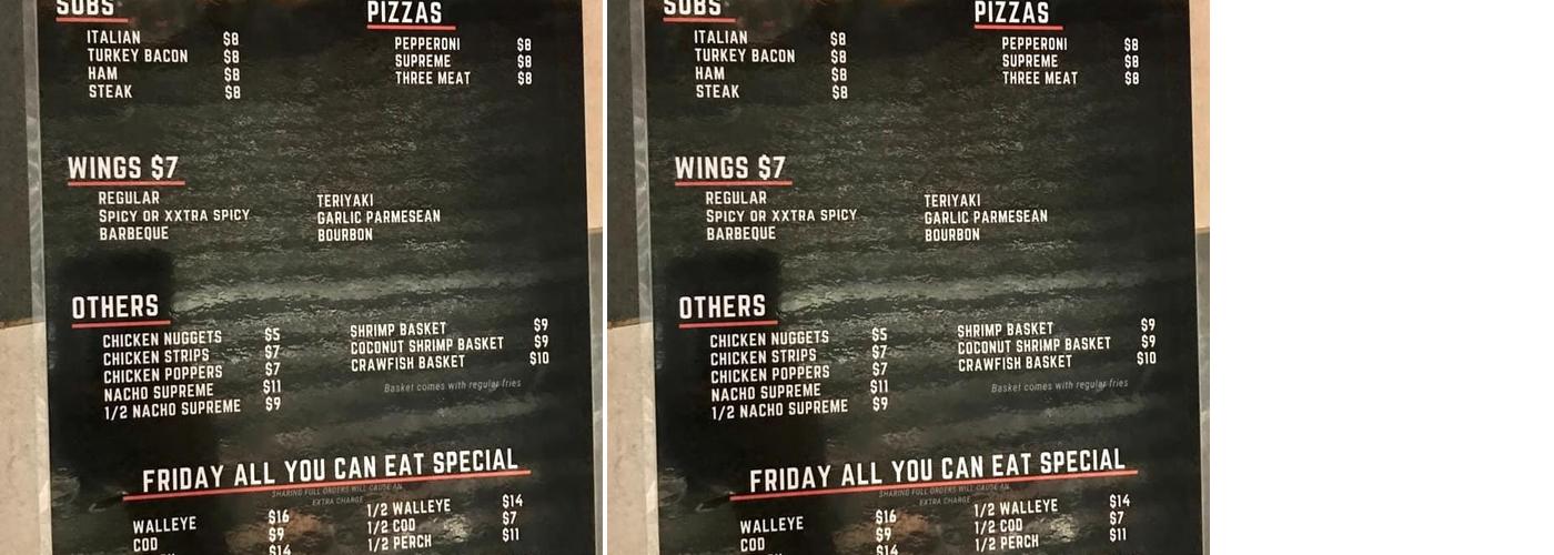 Hunter's Bar Menu