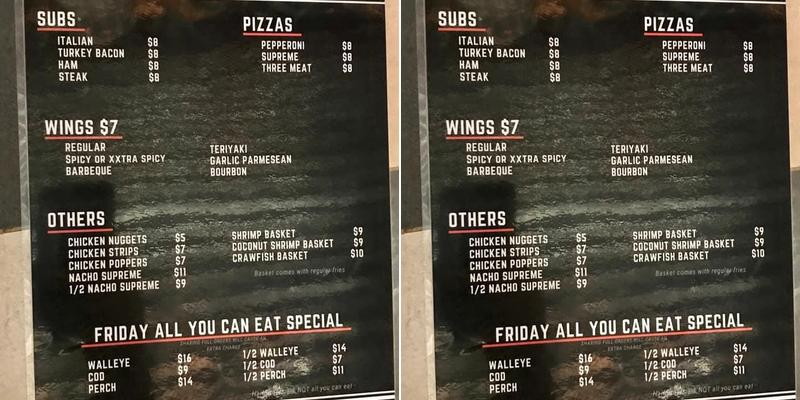 Hunter's Bar Menu