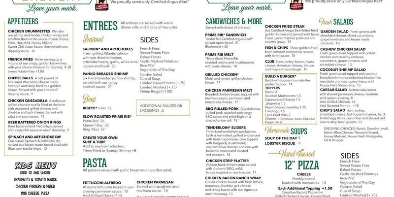 Veranda At Divots Menu