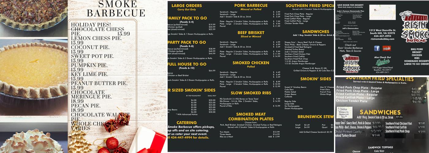Risin' Smoke Barbecue Menu