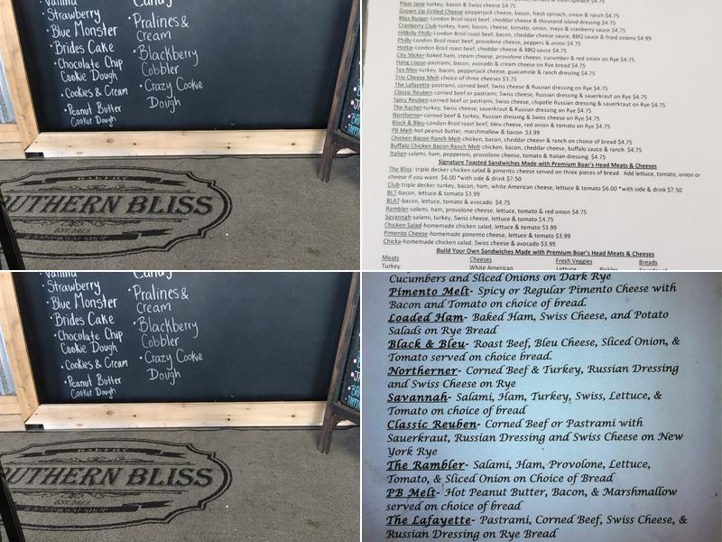 Southern Bliss bakery Menu
