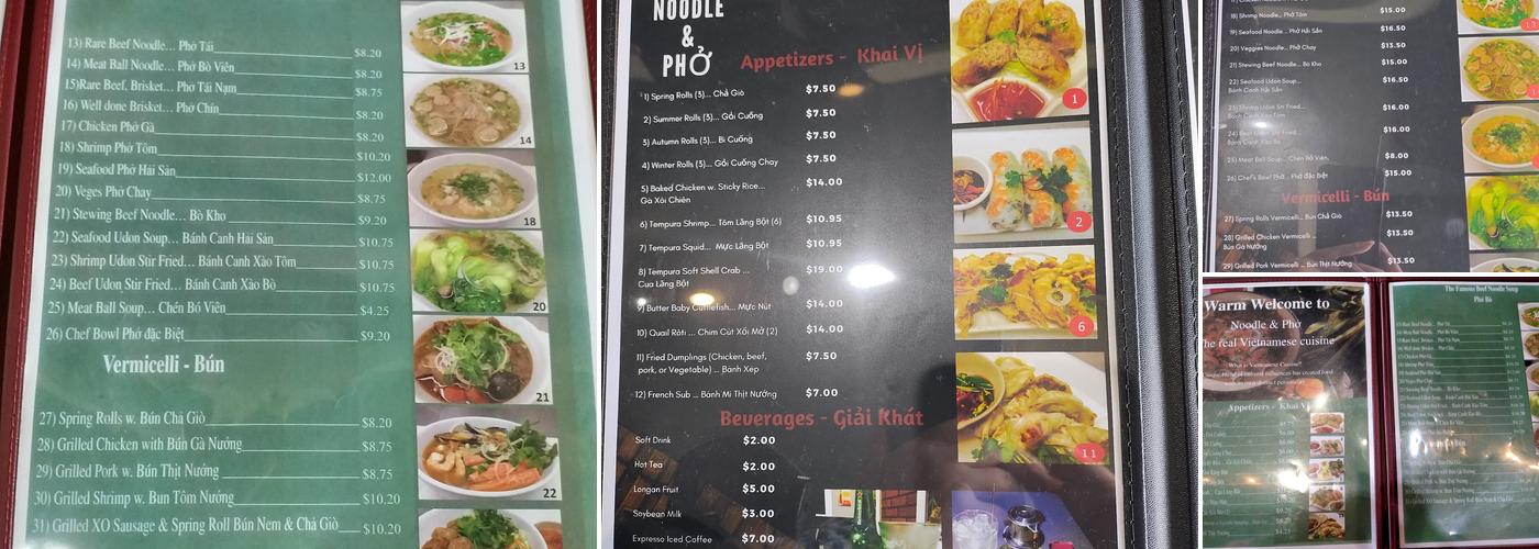 Noodle & Pho Menu
