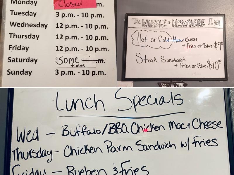 Middle of Nowhere Menu