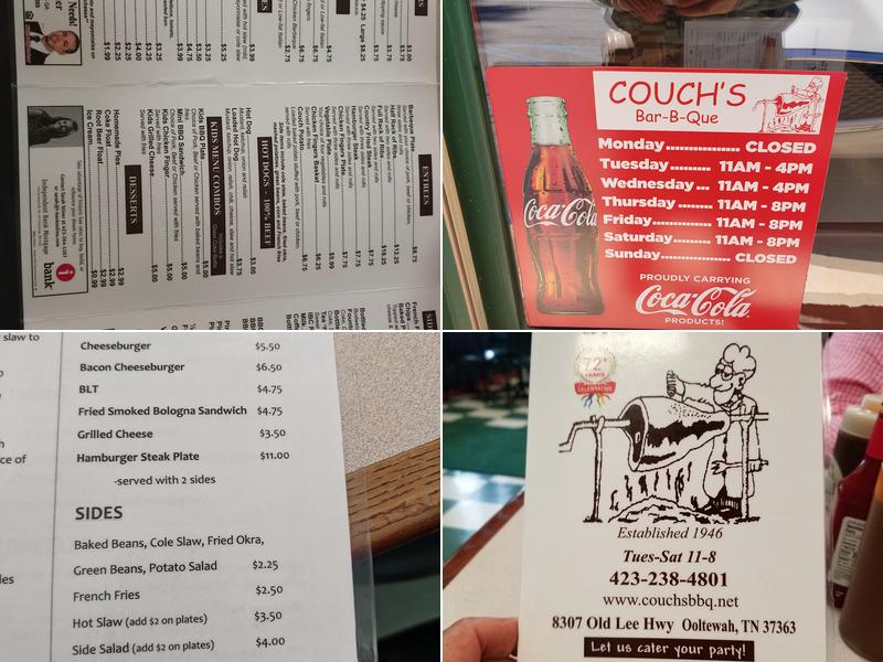 Couch's Barbecue Menu