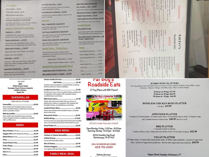 Fat Boy's Roadside Eats Menu