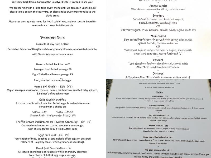 Courtyard Cafe - Alder Carr Farm Menu