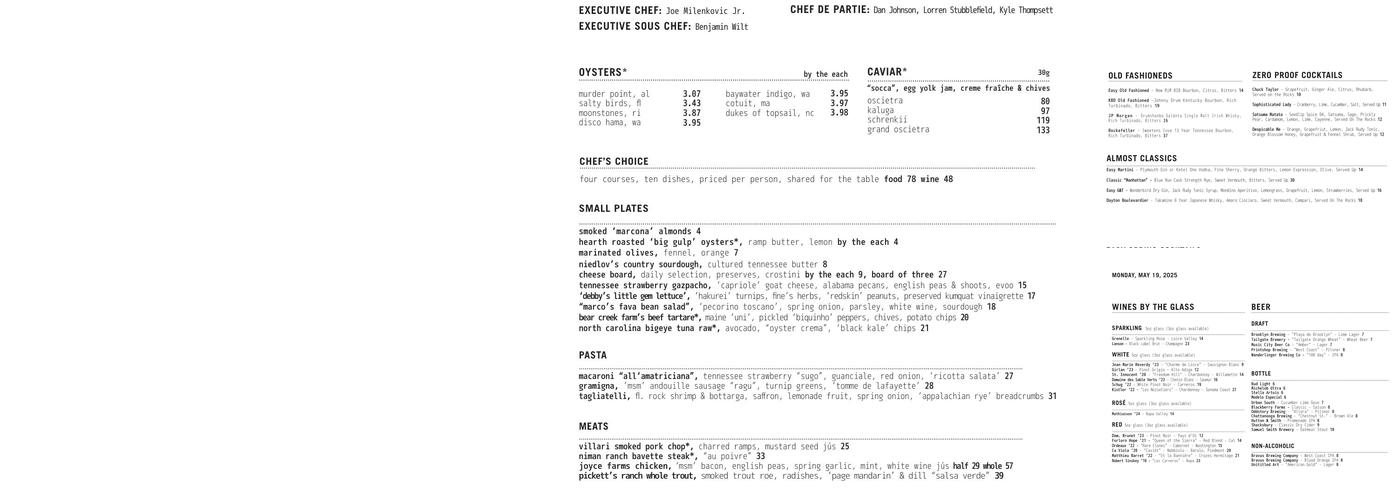 Easy Bistro & Bar Menu