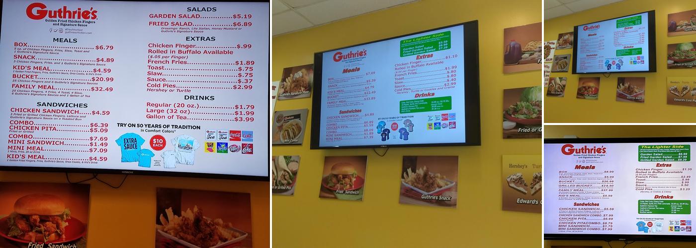 Guthrie's Restaurant Menu