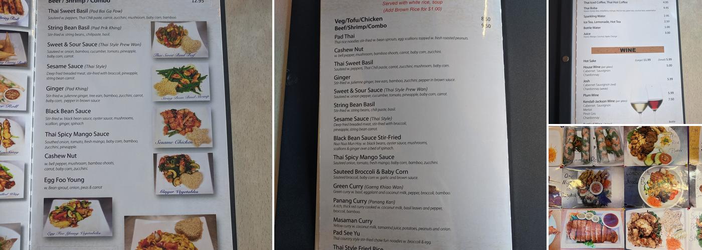 Panang Thai Cuisine Menu