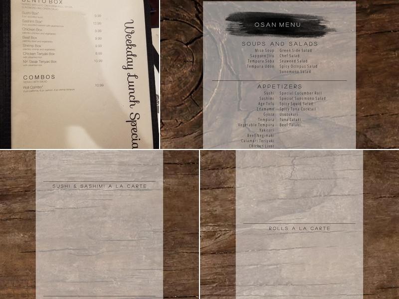 Osan Japanese Restaurant Menu