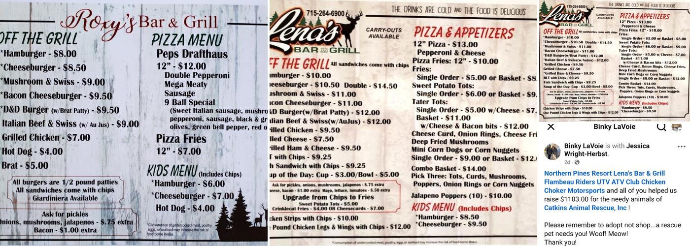 Lena's Bar & Grill Menu