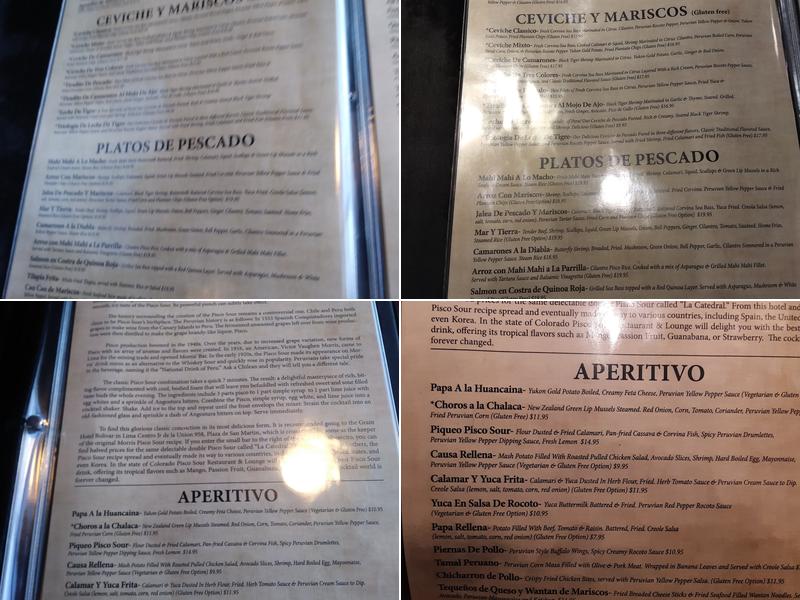 Pisco Sour Restaurant & Lounge Menu