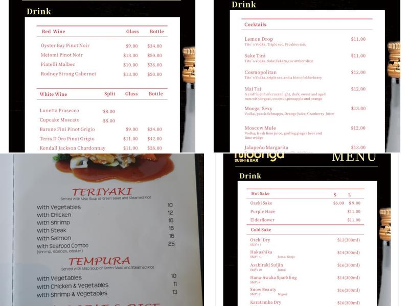 Moonga Sushi Menu