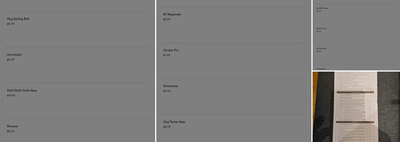 Hana Japanese Bistro Menu