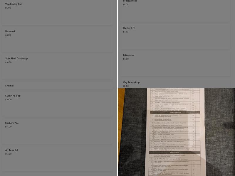 Hana Japanese Bistro Menu