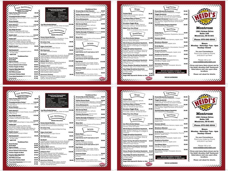 Heidi's Brooklyn Deli - Montrose Menu