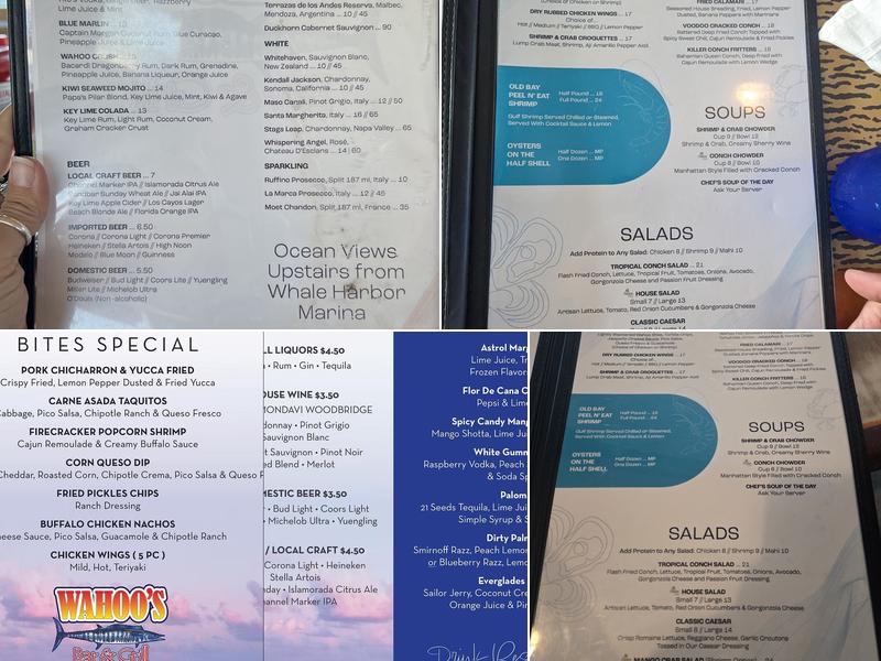 Wahoo's Seafood Bar and Grill Restaurant Menu