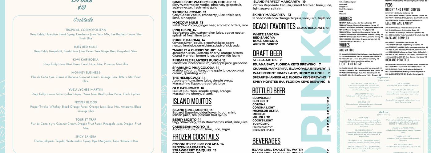 Island Grill Menu