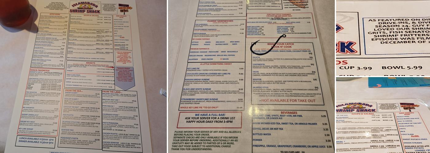 Islamorada Shrimp Shack Menu