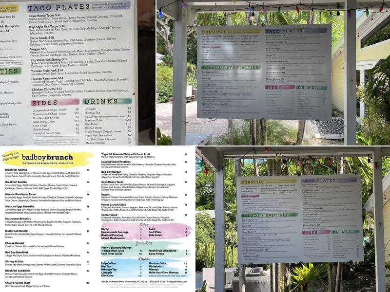 Bad Boy Burrito Menu