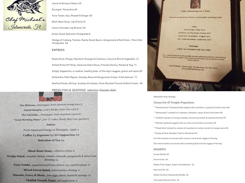 Chef Michael's Menu