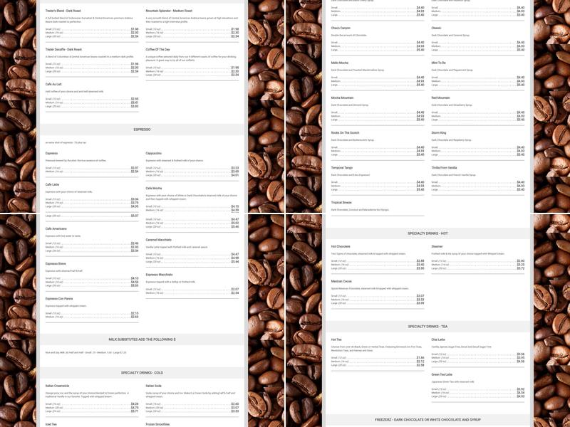 The Coffee Trader Menu